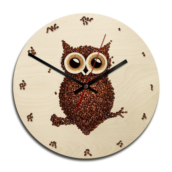 Holz-Wanduhr - Kaffeeeule - WA233458