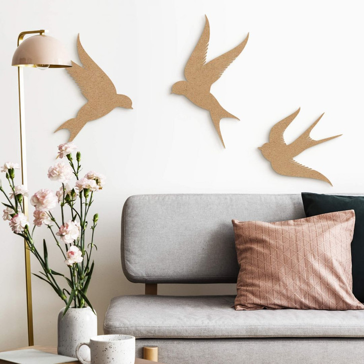 Holzdeko Vögel (3-teilig) - MDF Natur - WA346618