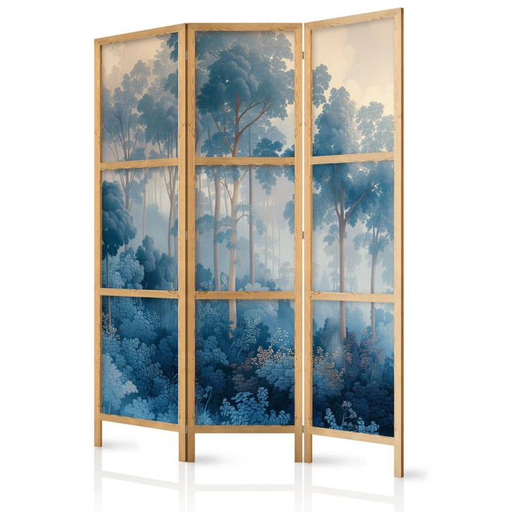 Japanischer Paravent, Raumteiler freistehend, Trennwand - Fairy-Tale Blue Forest - WA455024