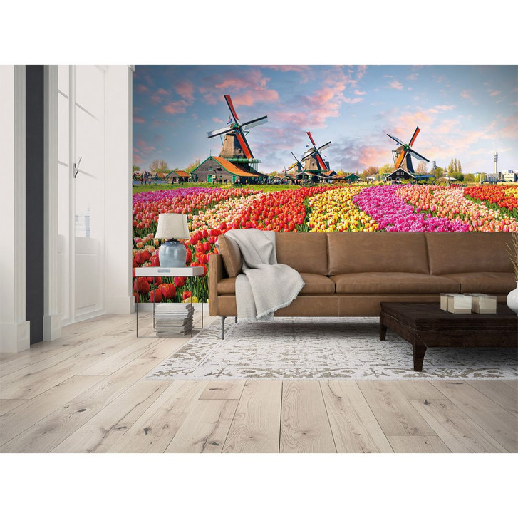 Livingwalls Fototapete Designwalls Zaanse Schans Blumen - WA296430
