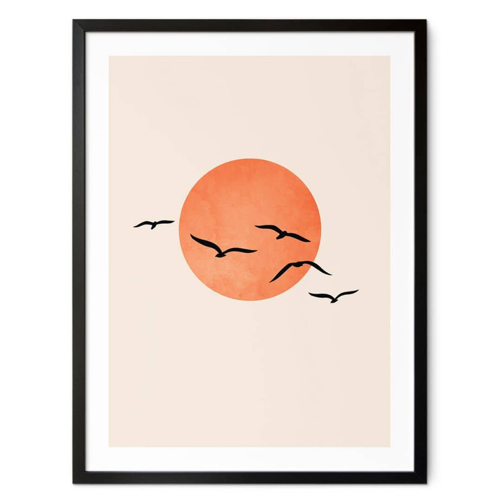 Poster Zugvögel fliegen der Sonne entgegen - Kubistika - WA409309
