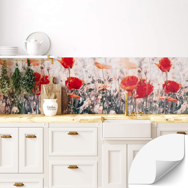 Selbstklebende Küchenrückwand Roter Sommermohn - WA381085