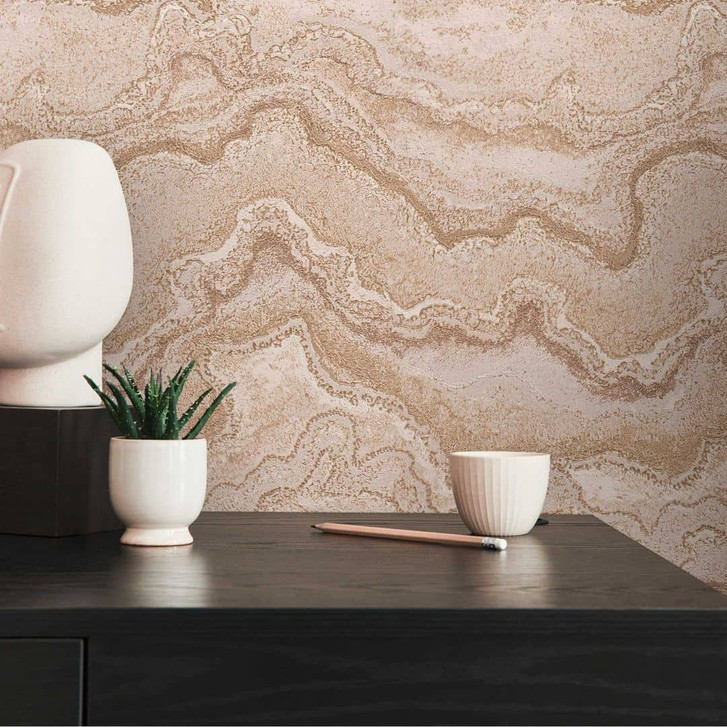 Vliestapete Marmor-Optik Beige Sand Gold - Wanddesign mit natürlicher Steinstruktur - WA397199