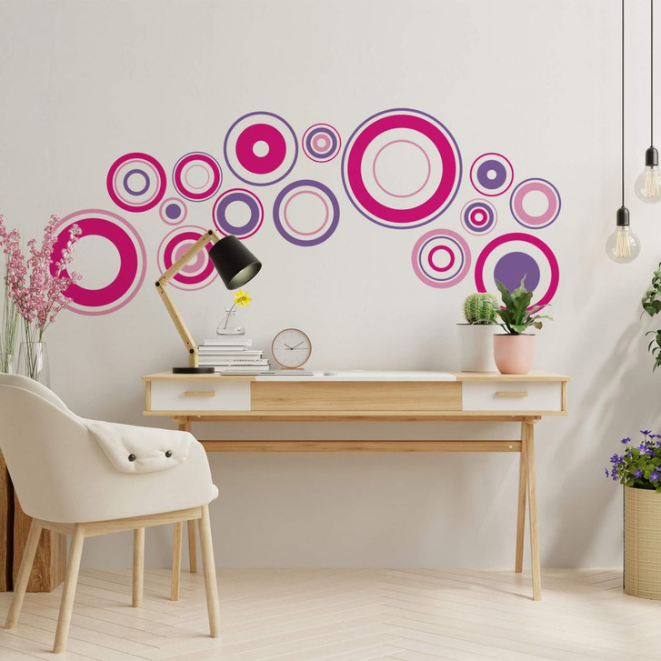 Wandsticker Retro Discs pink - WA202312