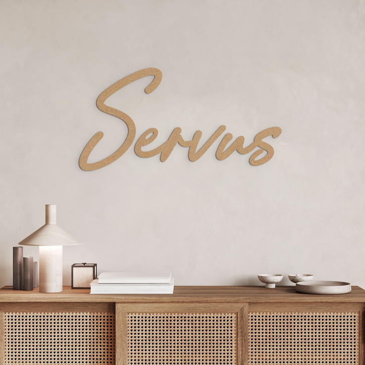 3D Wand Schriftzug Servus - MDF Natur - WA518010