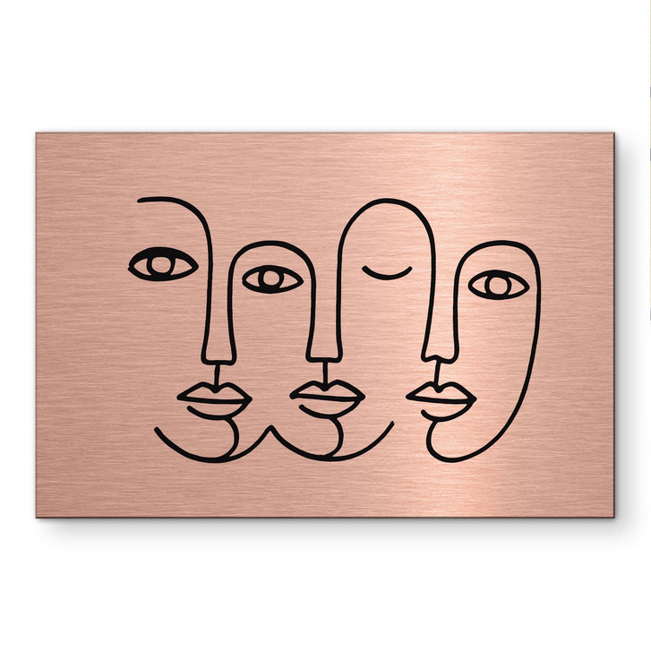 Alu-Dibond gebürstet mit Kupfereffekt - Line Art Gesichter - Treechild - WA514635