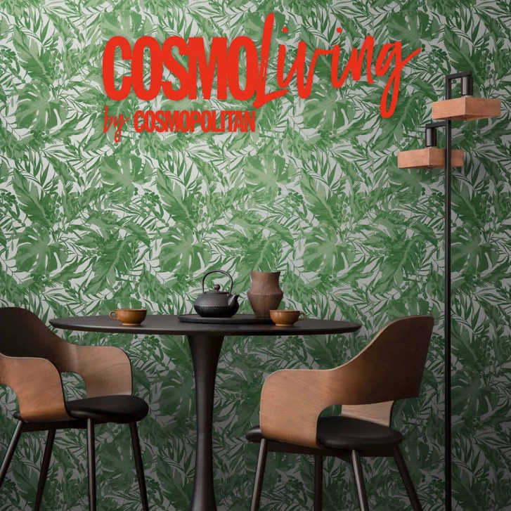 COSMOPOLITAN Dschungel-Tapete Grün Weiss - Palmenblatt Vliestapete tropisch - WA480222