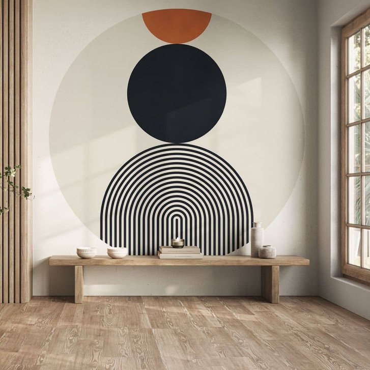 Fototapete Abstrakte Linien und Kreise im Einklang - Costa - Rund - Selbstklebend/Vlies - WA443655