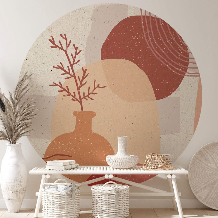 Fototapete Demir - Boho Illustration einer Pflanze - Rund - Selbstklebend/Vlies - WA353209