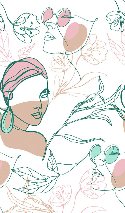 Fototapete mit Grafik, Vliestapete mit Gesichtsgrafik Weiss 2.70 x 1.59 cm - WA449007