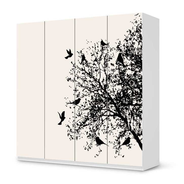Klebefolie IKEA Pax Schrank 201cm Höhe - 4 Türen - Tree and Birds 2 - CR110992