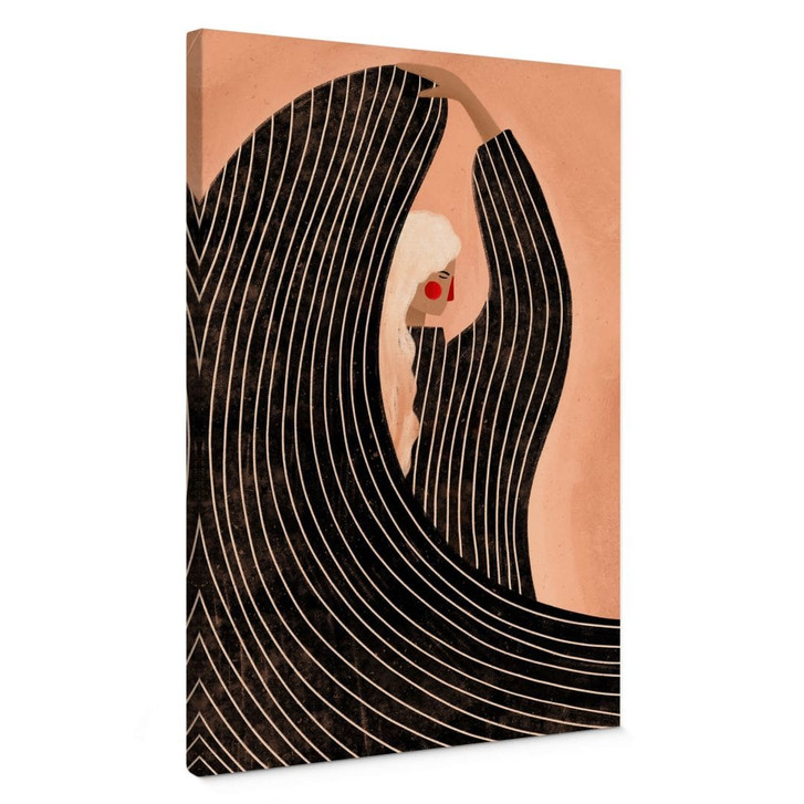 Leinwandbild Frau mit schwarzem Streifenkleid - Müller - WA496264