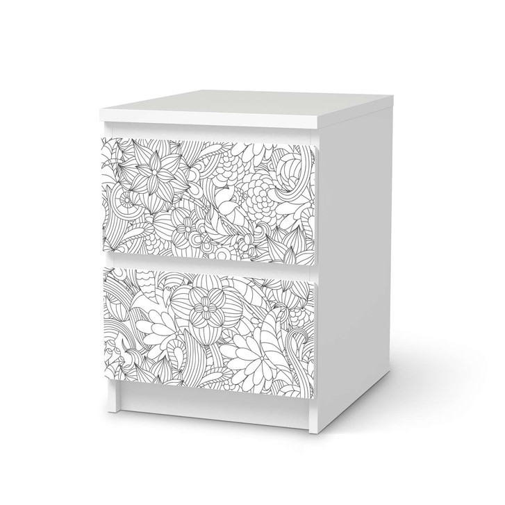 Möbelfolie IKEA Malm Kommode 2 Schubladen - Flower Lines 2 - CR116145