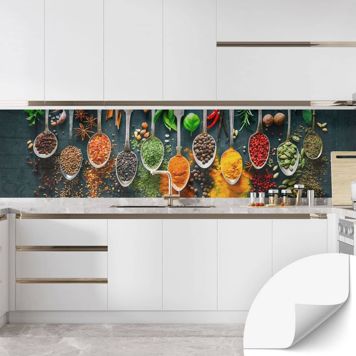 Selbstklebende Küchenrückwand Bunte Vielfalt an Gewürzen - WA428999