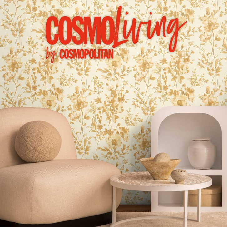 COSMOPOLITAN florale Tapete Blumen Weiss Gold - moderne Designer Vliestapete - WA480202