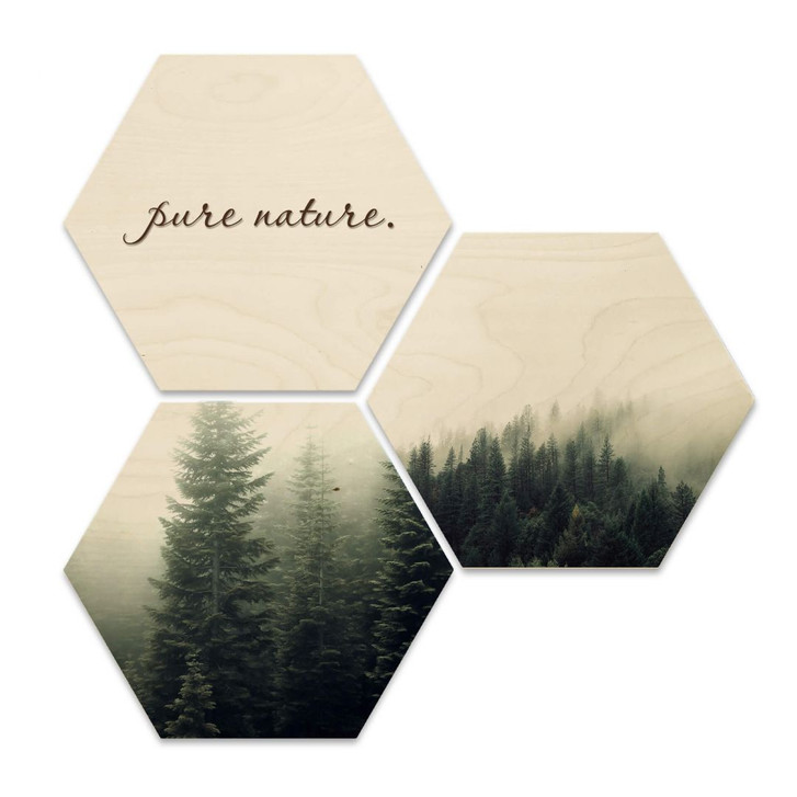 Hexagon - Holz Birke-Furnier - Pure Nature Wald (3er Set) - WA233300