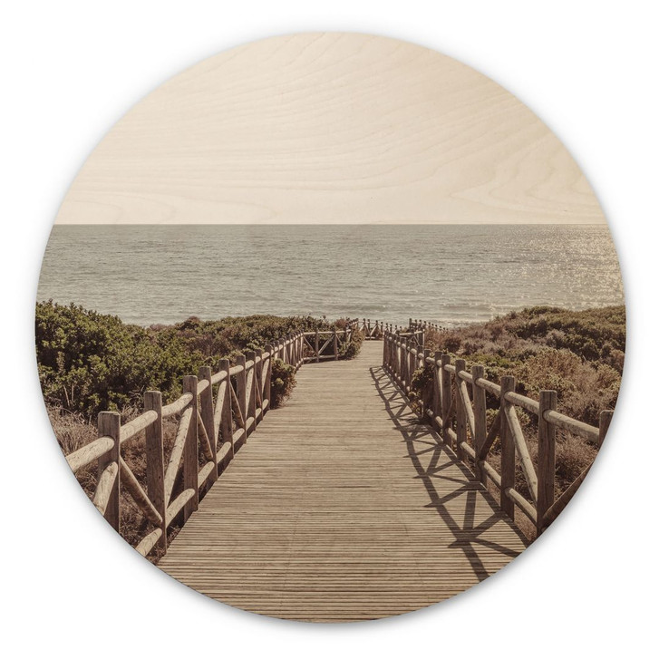 Holzbild Steg zum Strand - 1X Studio - Rund - WA400335