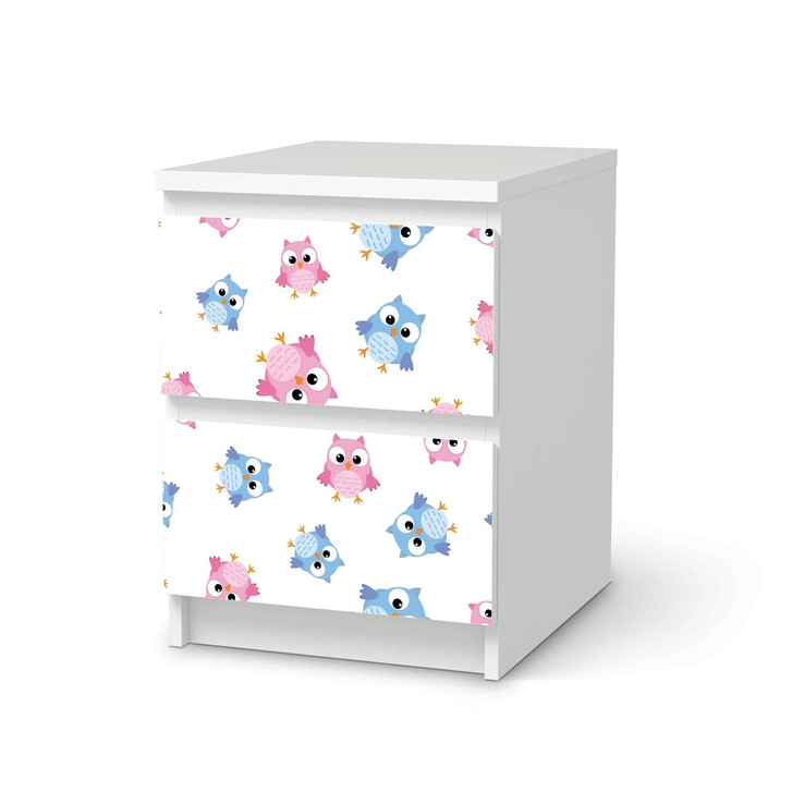 Möbelfolie IKEA Malm Kommode 2 Schubladen - Eulenparty - CR116134