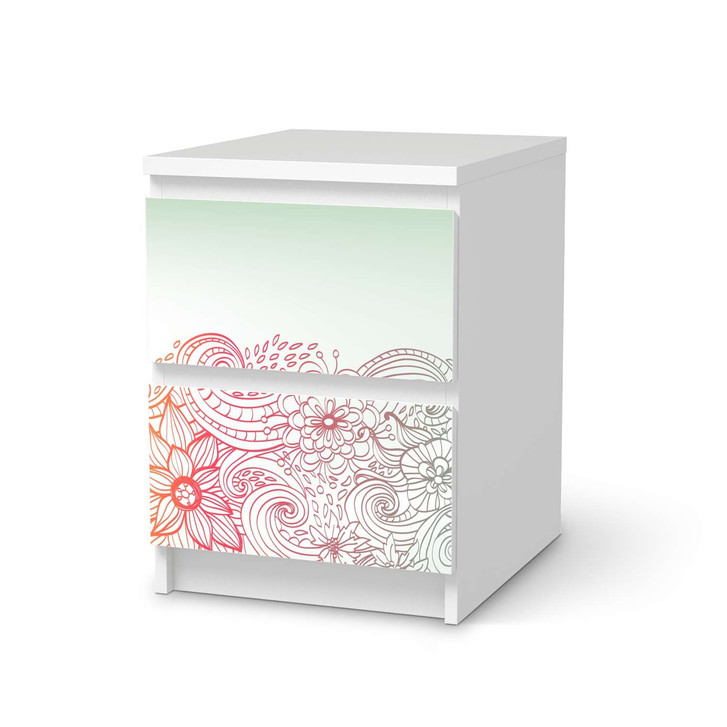 Möbelfolie IKEA Malm Kommode 2 Schubladen - Floral Doodle - CR116140