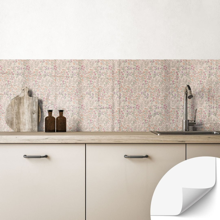 Selbstklebende Küchenrückwand Wiesenblumen Vintage - Beige - Bloomery Decor - WA499711