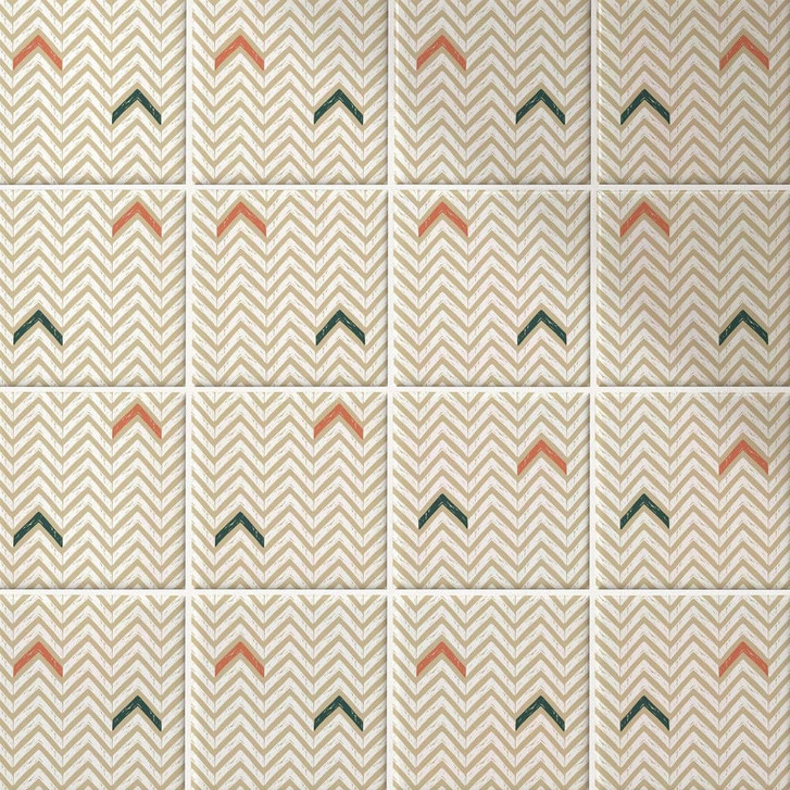 Fliesenaufkleber Boho - Fischgrätenmuster cappuccino rotbraun - 12er Set - WA398004