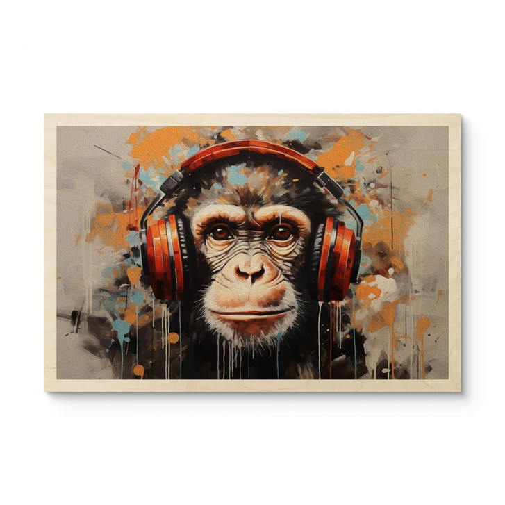 Holzbild DJ Affe mit Kopfhörer - Magnusson - WA401543