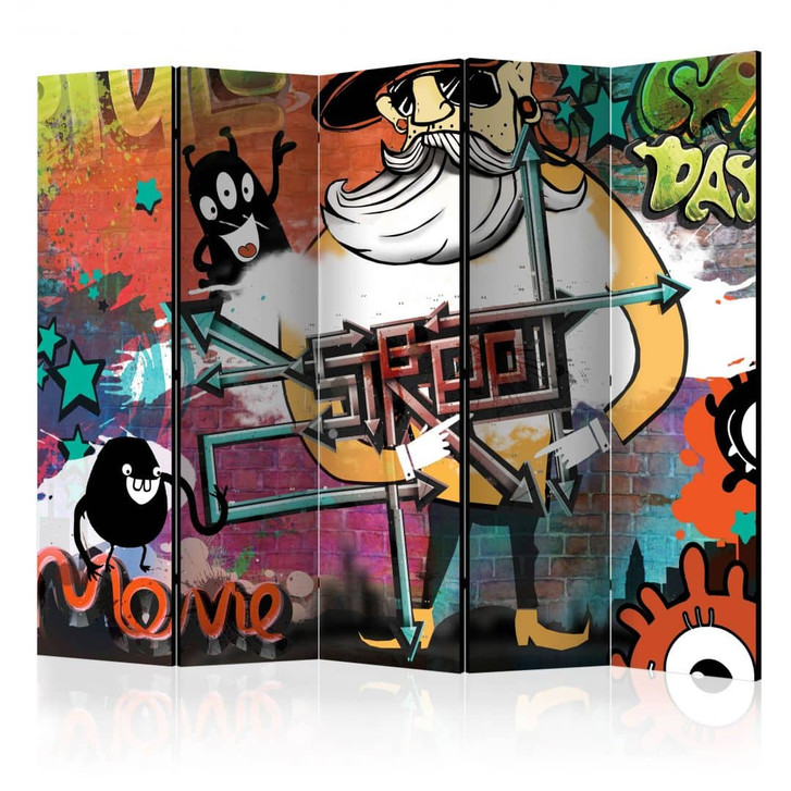 Paravent, Raumteiler freistehend, Trennwand - Graffiti - Stadtkino , 5-teilig - 225 x 172 cm - WA455969