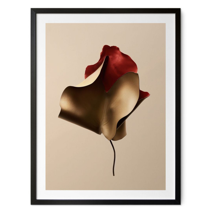 Poster Elegantes Blatt in Gold und Rot - Alma - WA497997