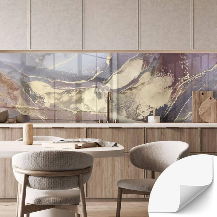 Selbstklebende Küchenrückwand Edle Strukturen in Gold und Violett - Shelest - WA473902