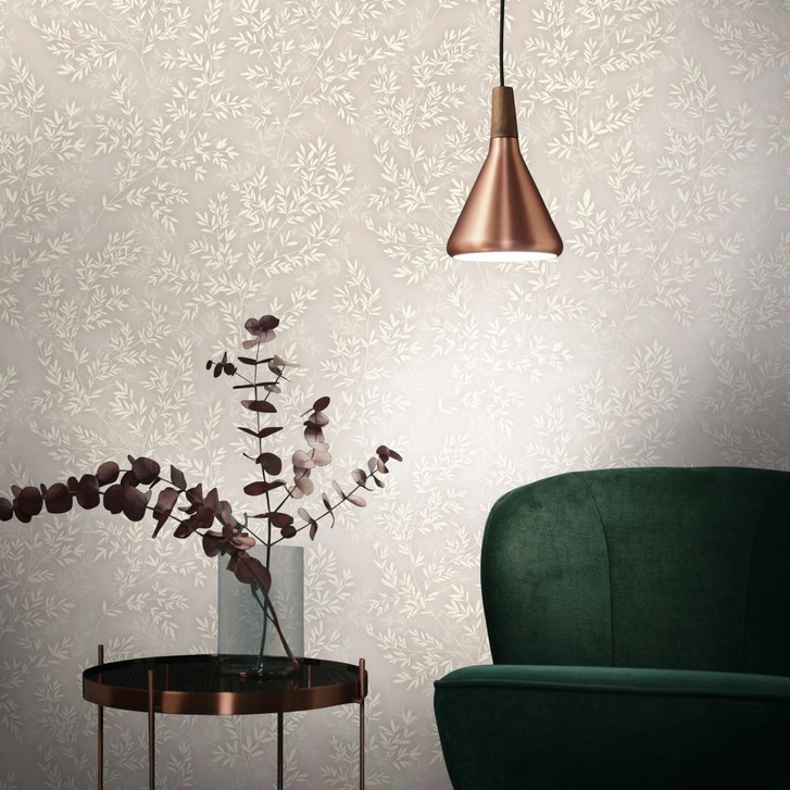 Vliestapete Blätter Floral Natur matt in Grau Beige - WA508968