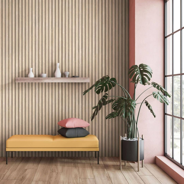 Vliestapete in Braun 3D-Optik Akustikpaneel Optik Holz Streifen Klassisch - WA451188