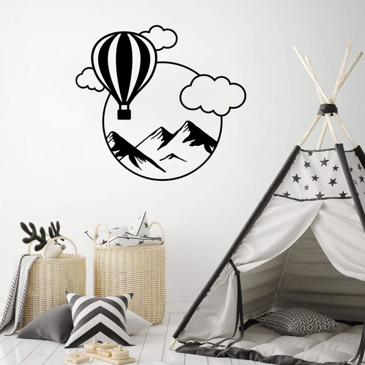 Wandtattoo Heissluftballon in den Bergen - Rund - WA383696