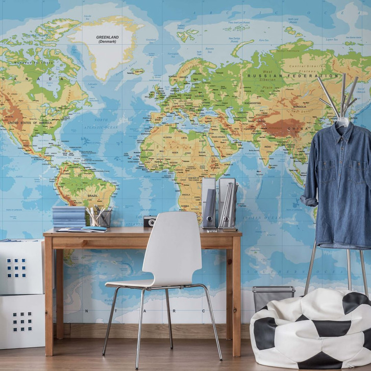 Fototapete Topografische Weltkarte - WA227701