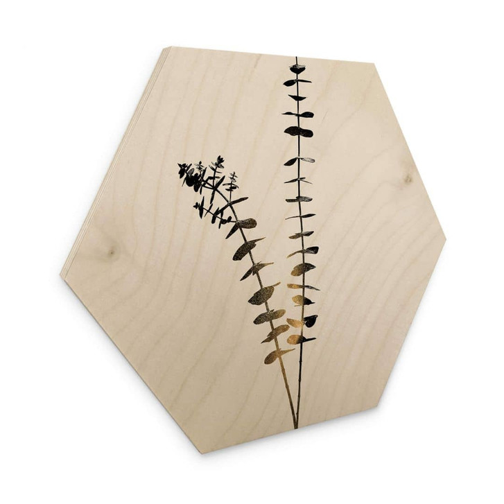 Hexagon - Holz Birke-Furnier Kubistika - Schwarz-Goldener Eukalyptus - WA326813