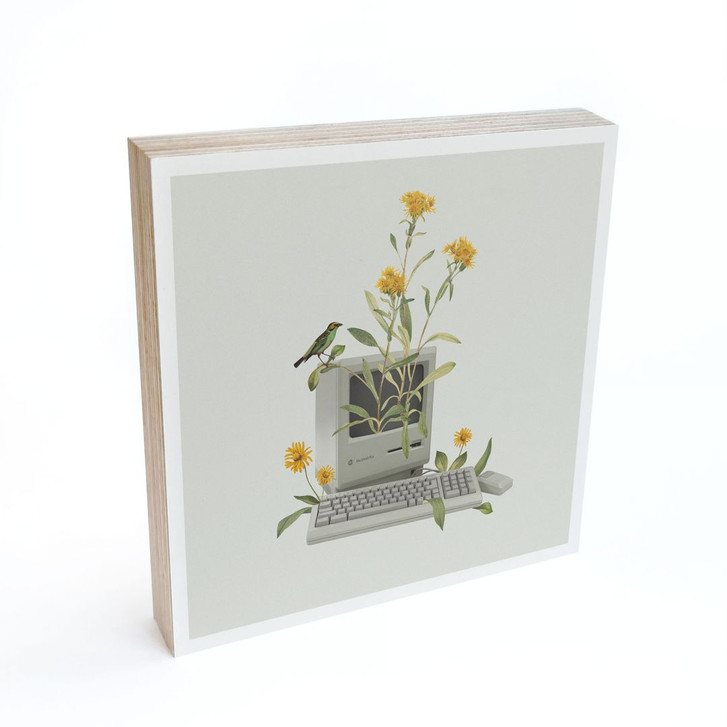 Holzbild zum Hinstellen - Vintage Botanik-Computer - Frida Floral Studio - 15 x 15 cm - WA418871