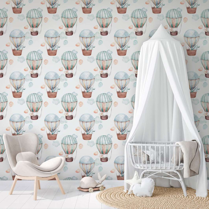 Kindertapete, Vliestapete mit Illustration Kids Walls weiss, blau, beige - WA445679
