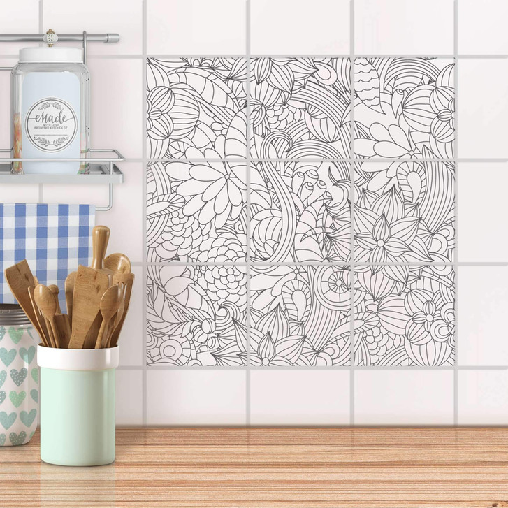 Klebefliesen - Flower Lines 2 - 9er Set - CR107874