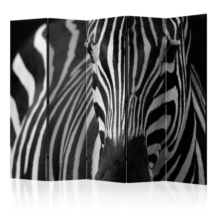 Paravent, Raumteiler freistehend, Trennwand - Gestreiftes Wild , 5-teilig - 225 x 172 cm - WA456069