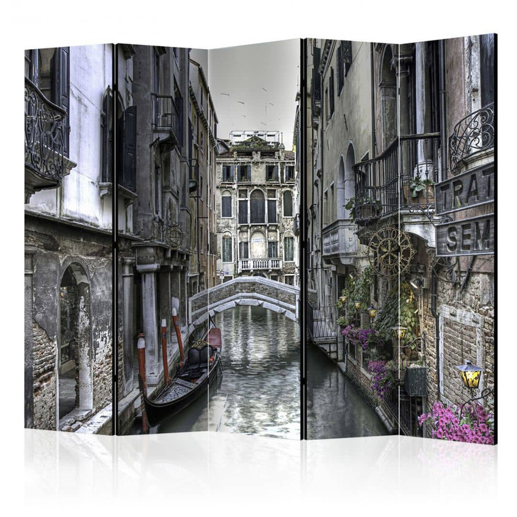 Paravent, Raumteiler freistehend, Trennwand - Romantisches Venedig , 5-teilig - 225 x 172 cm - WA454578