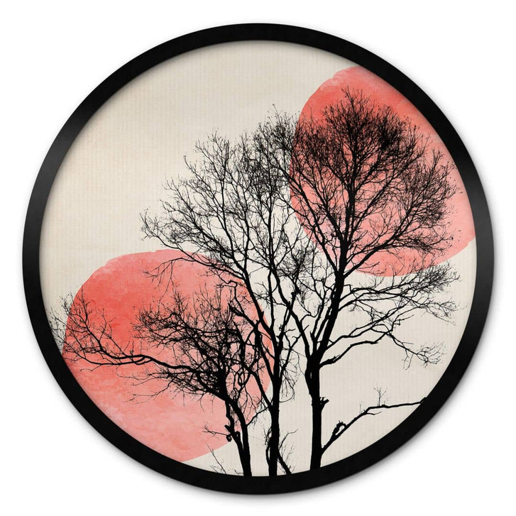 Poster Kubistika - Sonne und Mond hinter dem Baum - Rund - WA337662