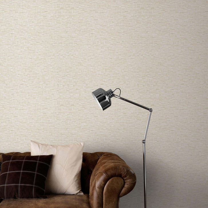Tapete aus Vlies in Beige mit feiner Gewebestruktur dezent modern und zeitlos - WA509703