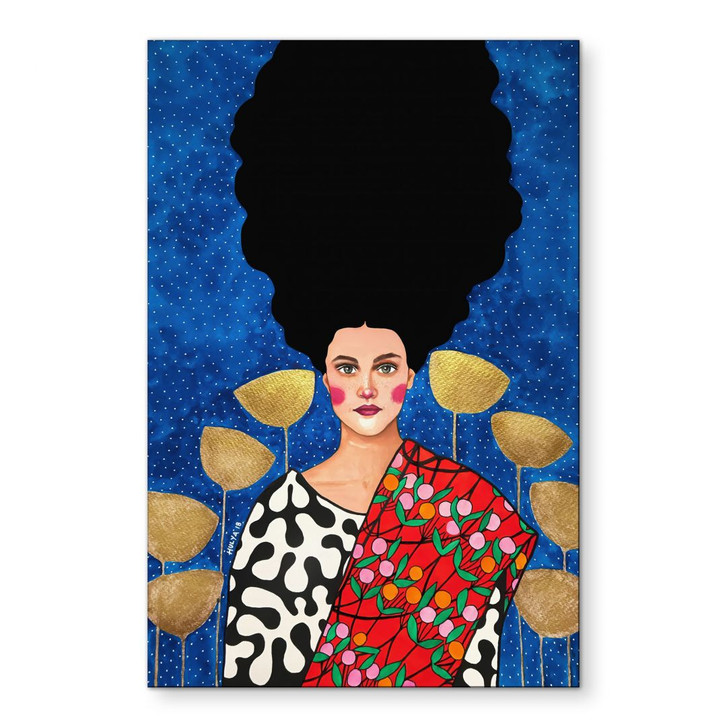 Wandbild Frau im Feld mit goldenen Blättern - Alu-Dibond - Hülya - WA491884