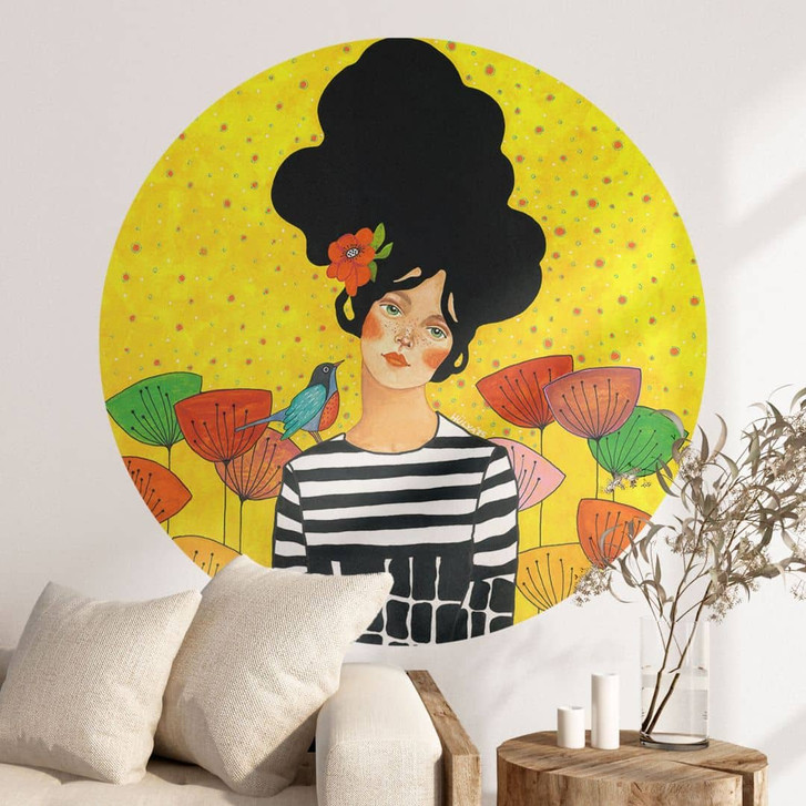 Wandtattoo Blumenmädchen im Sommergarten - Hülya - Rund - WA486274