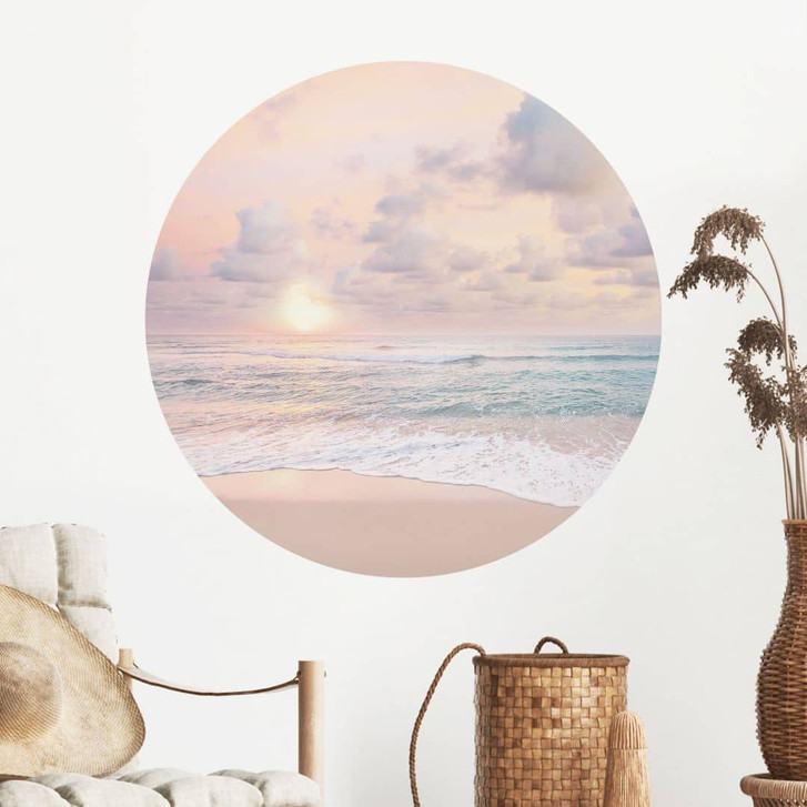 Wandtattoo Sonnenuntergang über Strand und Meer - Sisi & Seb - Rund - WA474521