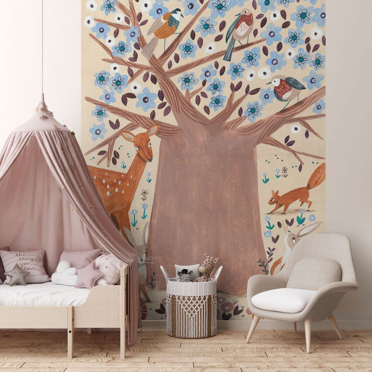 Fototapete für das Kinderzimmer - Lebensbaum mit Waldtieren - Bonne Müller - WA398587