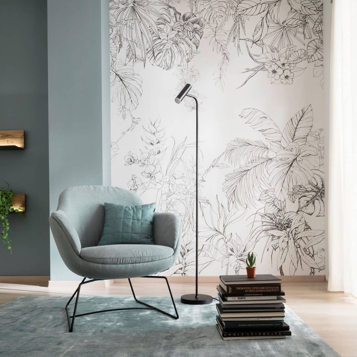 Fototapete Schwarz Floral für Wohnzimmer Schlafzimmer 2.70 x 2.12 cm - WA448681