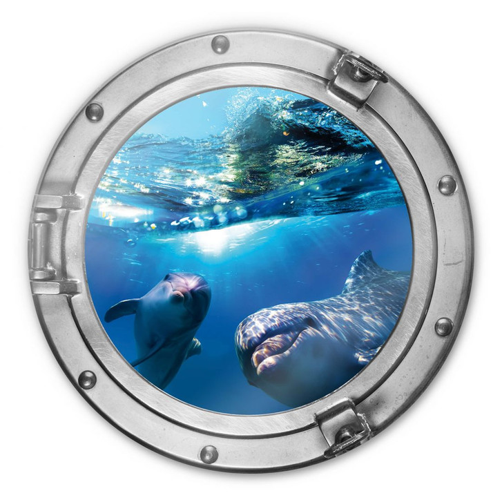 Glasbild 3D Optik Dolphins Underwater - rund - WA231912