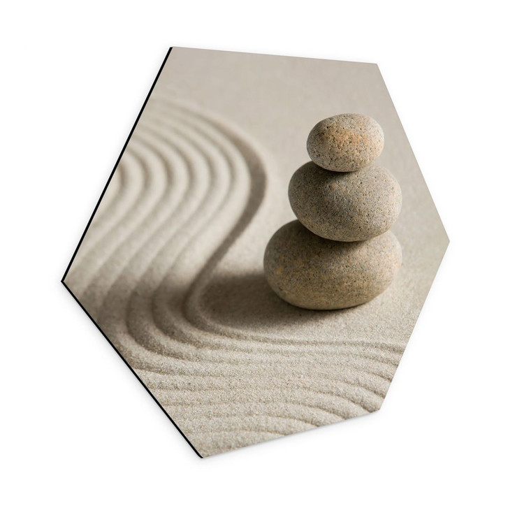 Hexagon Wandbild Stone in Sand 2 - Alu-Dibond - WA458666