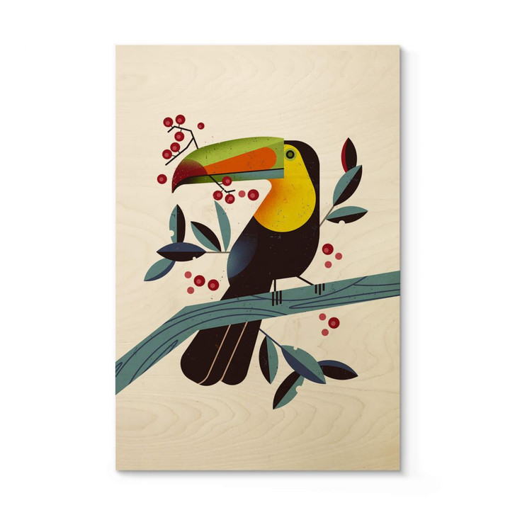 Holzbild mit Vogel-Motiv - Tukan - Braun - WA401648