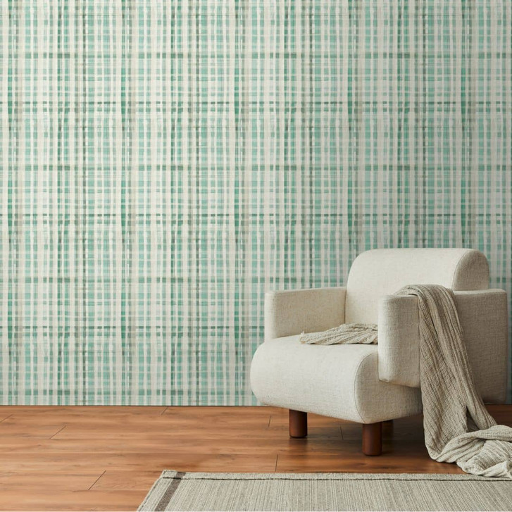 Karierte Tapete Türkis Weiss – Karo-Muster modern – Vliestapete kariert - WA459180